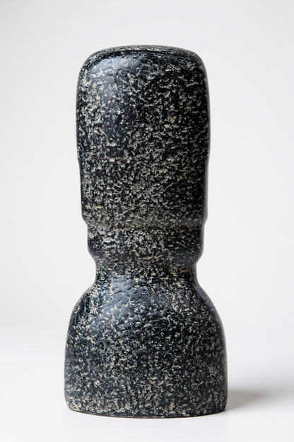 Statue de tête de Moaï - Sculpture décorative de jardin - Résistante aux intempéries - Figurine de l'île de Pâques Rapa Nui en béton de fibre de verre gris - 40x20x15 cm