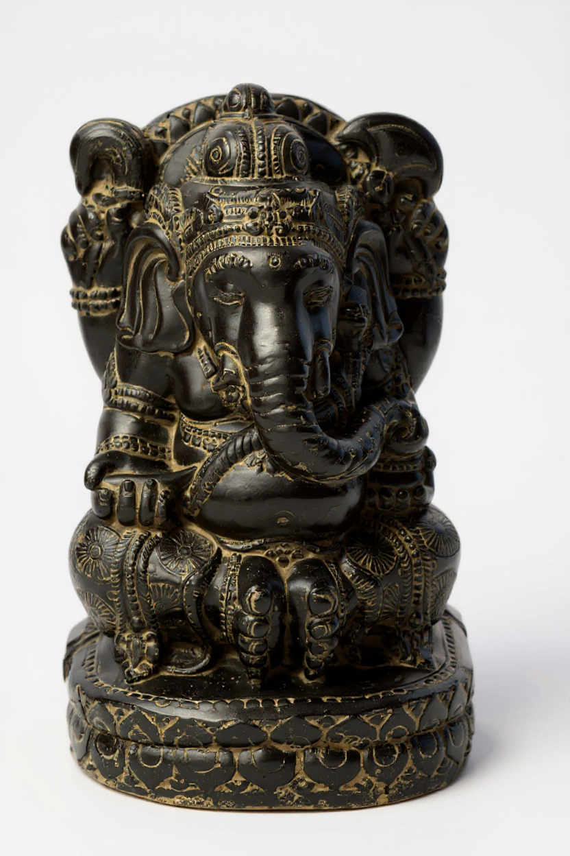 Ganesha Sculpture - Decorative Room Decoration Artwork - Hindu Deity of Good Luck - Stone Mixture Elephant Yellow - 45x25x25 cm