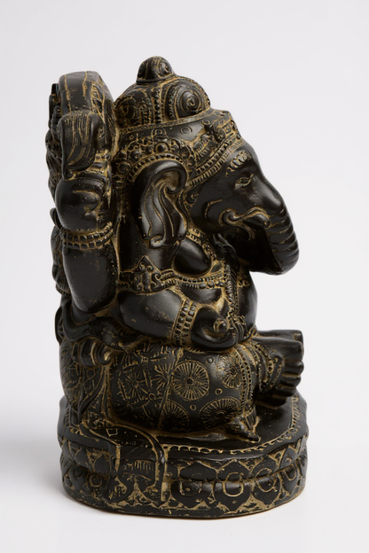 Ganesha Sculpture - Decorative Room Decoration Artwork - Hindu Deity of Good Luck - Stone Mixture Elephant Yellow - 45x25x25 cm