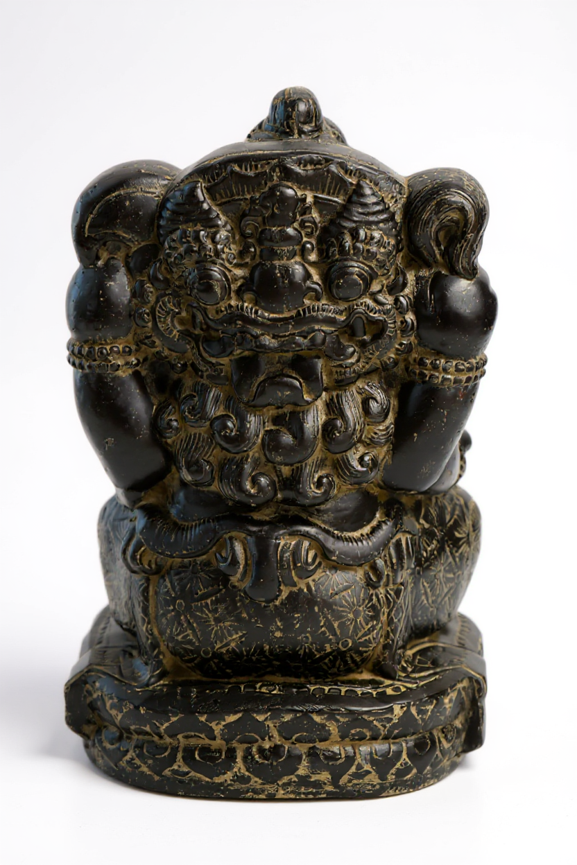 Ganesha Sculpture - Decorative Room Decoration Artwork - Hindu Deity of Good Luck - Stone Mixture Elephant Yellow - 45x25x25 cm