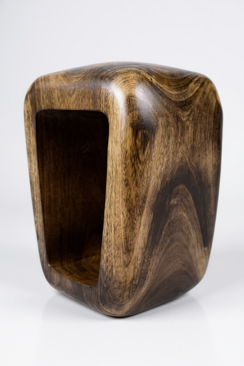 Tabouret en bois - table d'appoint table basse - tabouret flambé fait main en bois de suar massif - 50x30x40 cm