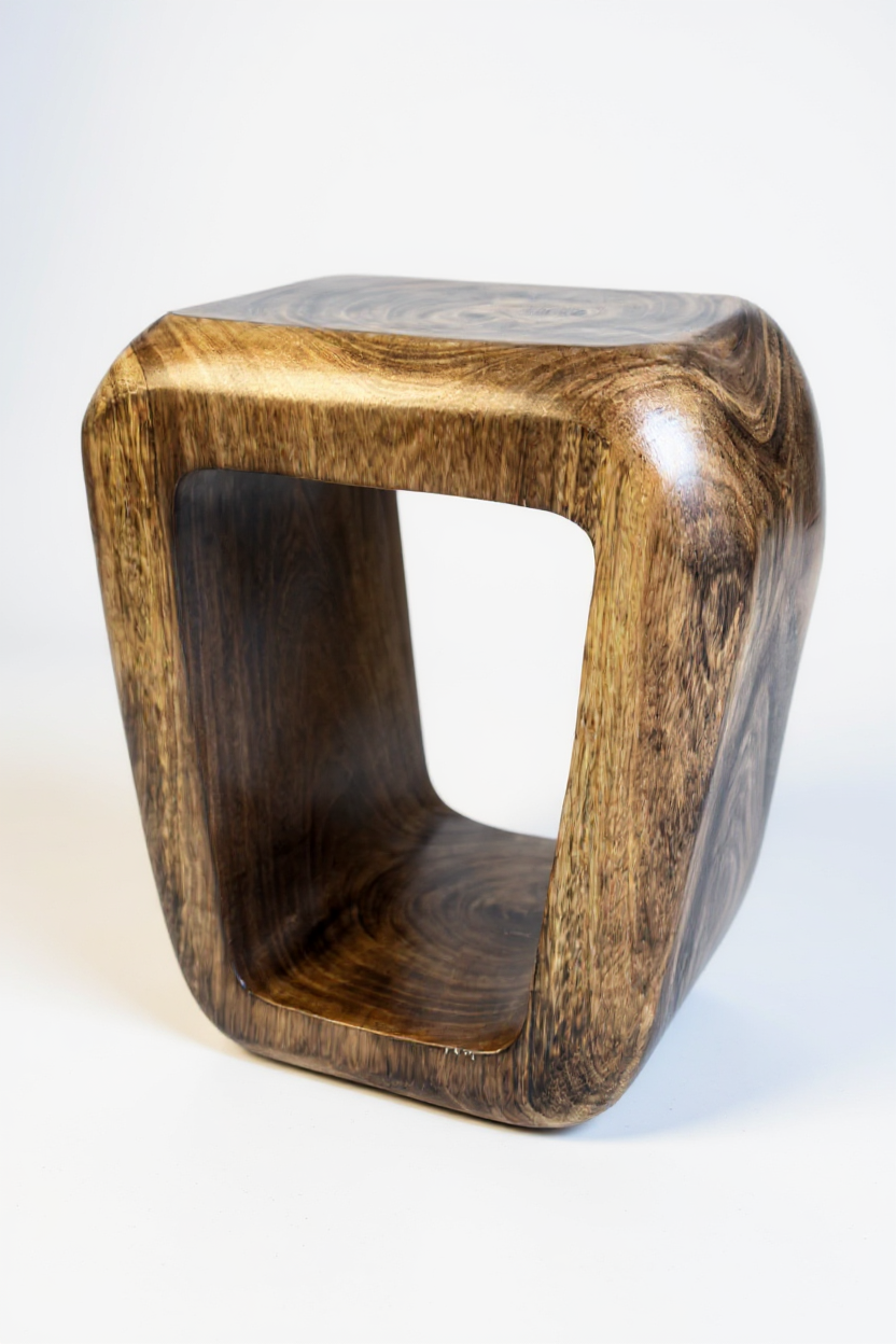 Tabouret en bois - table d'appoint table basse - tabouret flambé fait main en bois de suar massif - 50x30x40 cm
