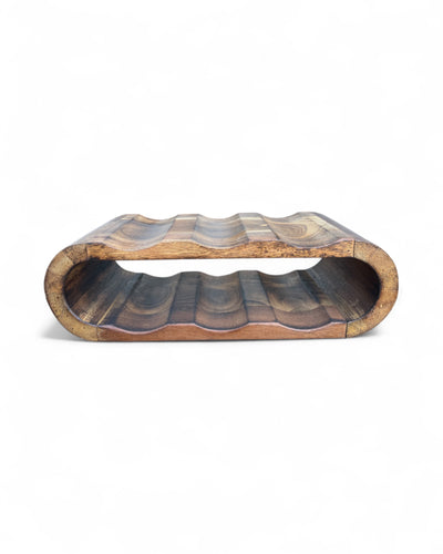 Akazienholz Weinregal - Flaschenhalter für 6 Flaschen - Robust - Flambierte Holzmaserung - 46x19x15 cm - FaHome