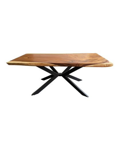 Solid wood dining table natural tree edge - wooden table solid suar wood unique pieces table top (200x115x6cm)