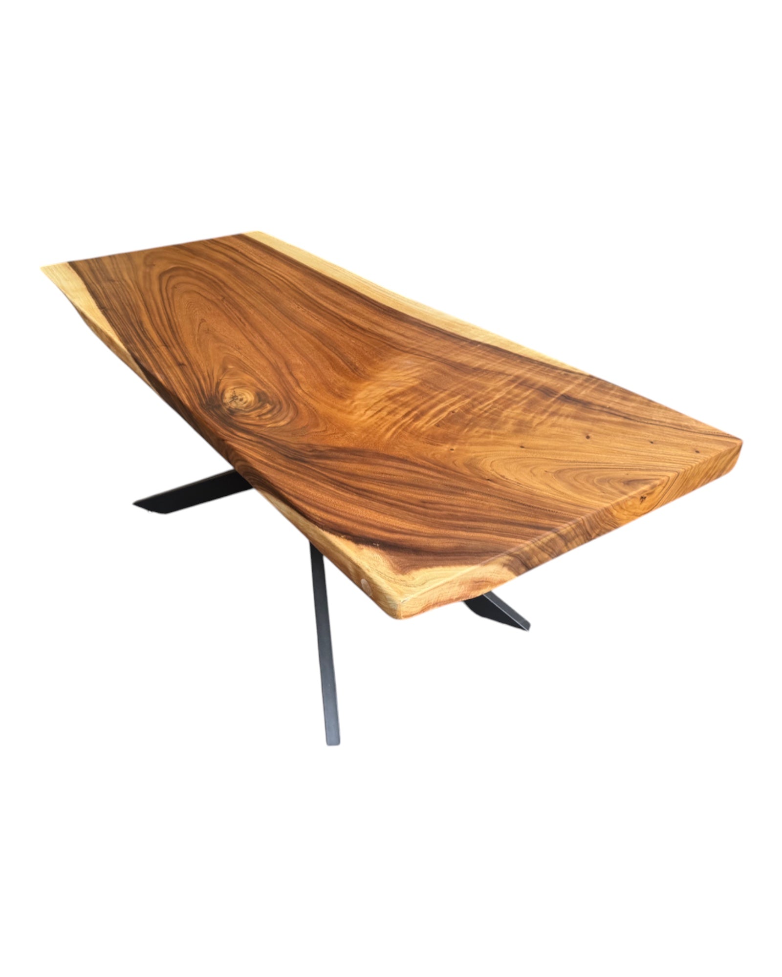 Solid wood dining table natural tree edge - wooden table solid suar wood unique pieces table top (200x115x6cm)