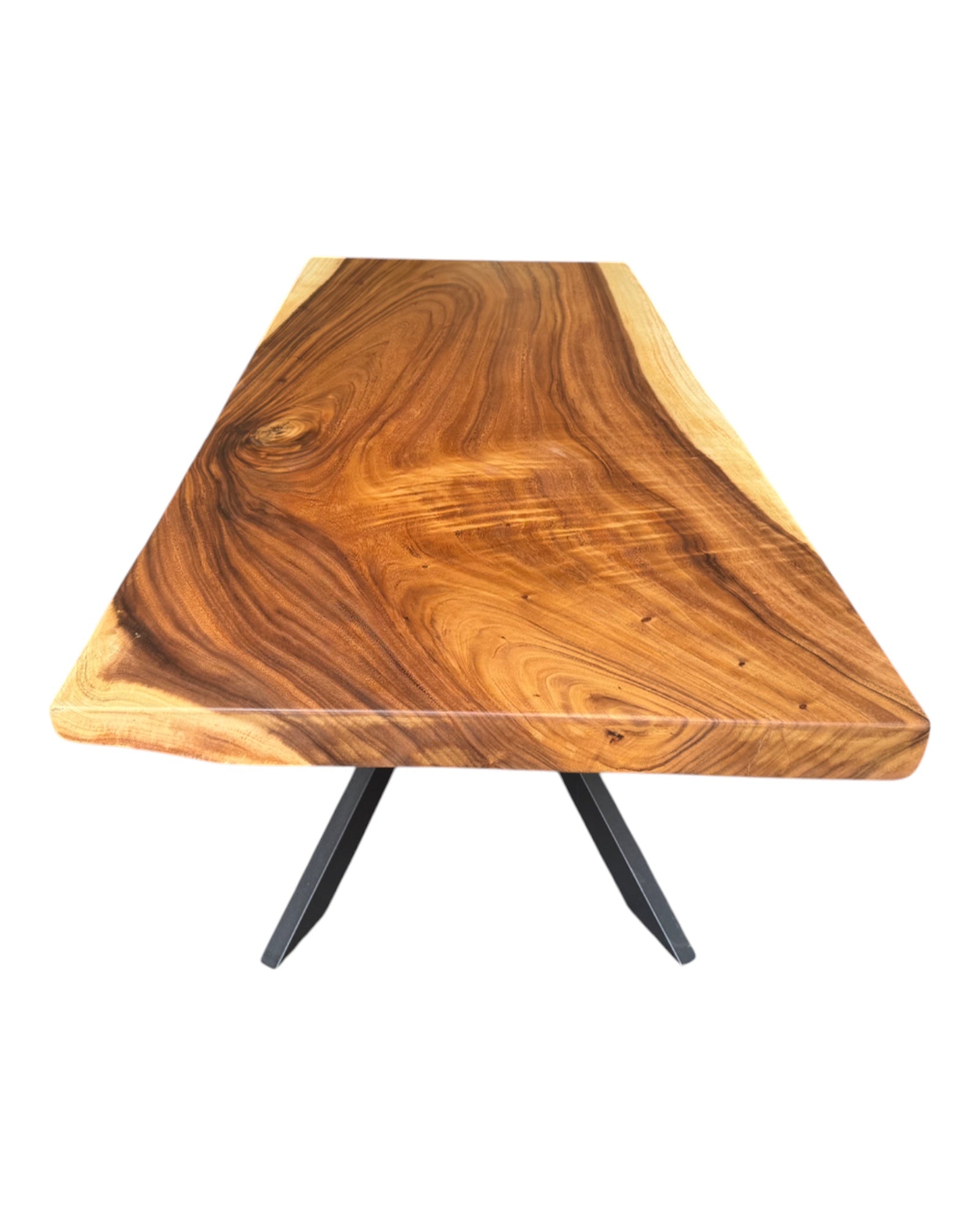 Solid wood dining table natural tree edge - wooden table solid suar wood unique pieces table top (200x115x6cm)