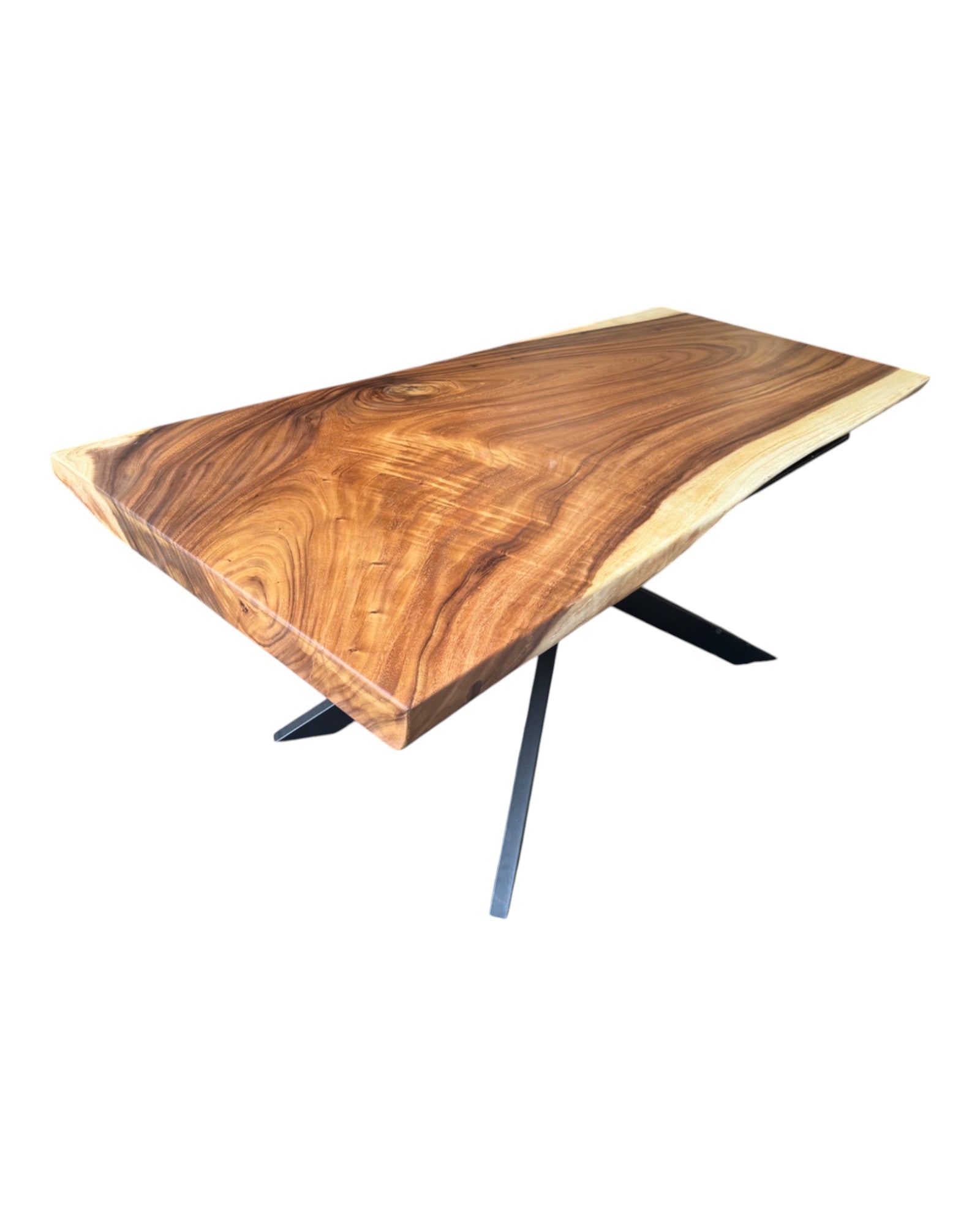 Solid wood dining table natural tree edge - wooden table solid suar wood unique pieces table top (200x115x6cm)