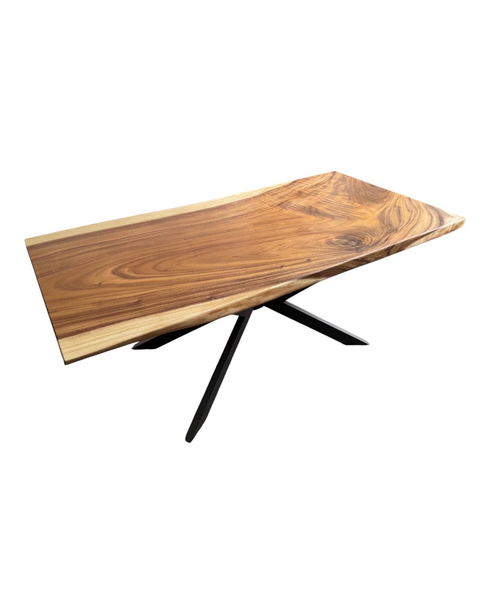 Solid wood dining table natural tree edge - wooden table solid suar wood unique pieces table top (200x115x6cm)
