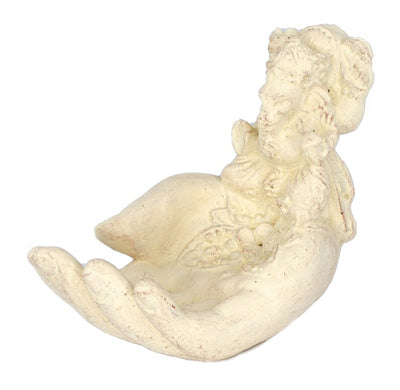 Ganesha Hand Skulptur - Deko Raumdeko Seifenschale Räucherstäbchen - Hindu Gottheit des Glückes - Elefant Weiß - 13x9x15 cm - FaHome