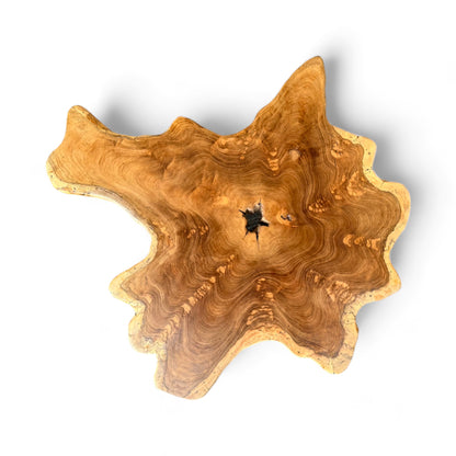 Holz Beistelltisch – Couchtisch Ablagetisch – Handgefertigt - Baumquerschnitt-Tischplatte aus Eibenholz – 40-80x40-60 cm - FaHome