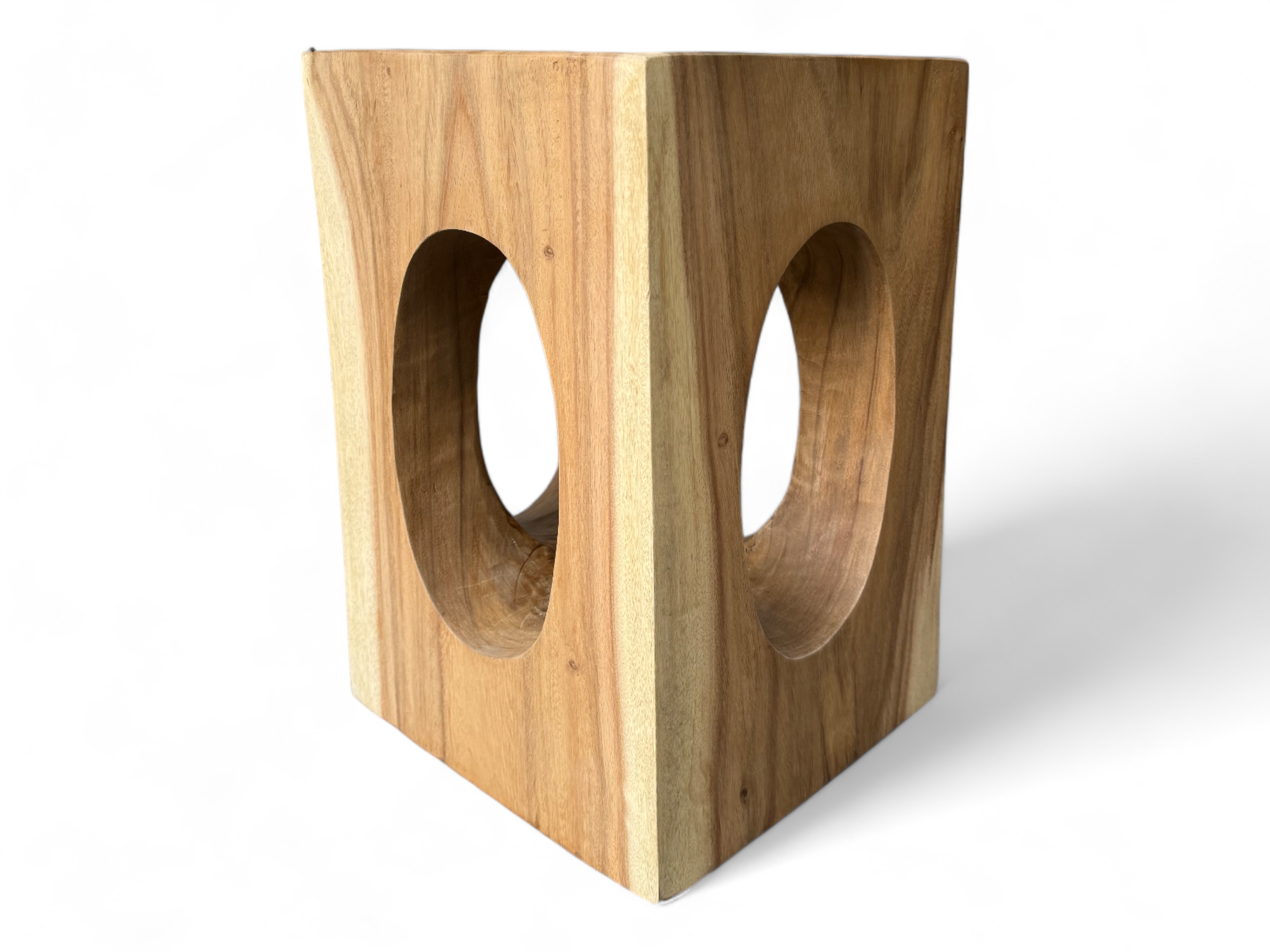 Table d'appoint en bois – table basse tabouret à fleurs – fait main – carrée avec col en O en bois de suar – 45x30x30 cm