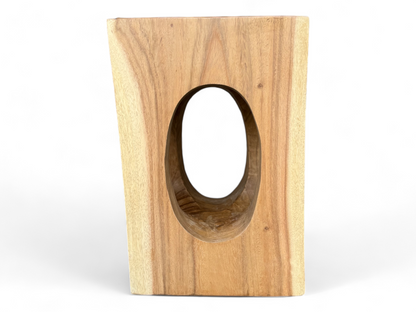 Table d'appoint en bois – table basse tabouret à fleurs – fait main – carrée avec col en O en bois de suar – 45x30x30 cm