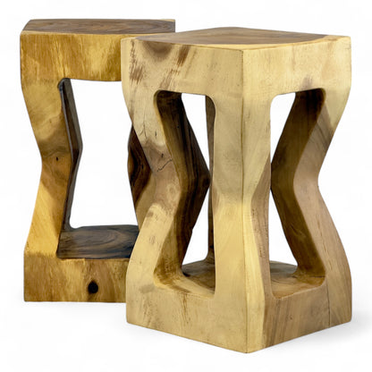 Table d'appoint en bois - tabouret en bois, table basse, table de rangement - fait main - bois de suar massif - 50x28x28 cm