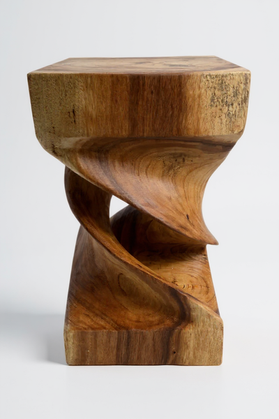 Wooden side table - wooden stool coffee table - handmade - turned from solid suar wood - 50x28x28 cm
