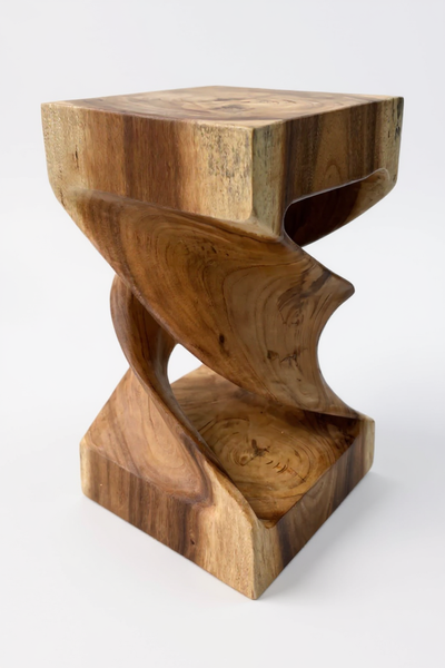 Wooden side table - wooden stool coffee table - handmade - turned from solid suar wood - 50x28x28 cm