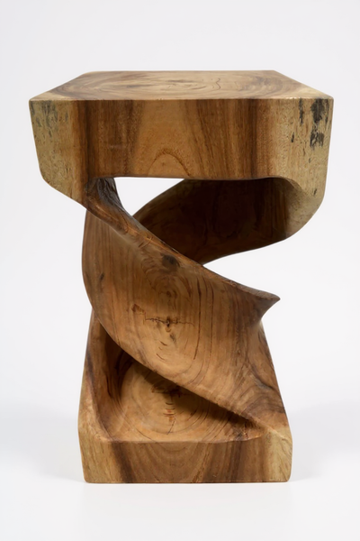 Wooden side table - wooden stool coffee table - handmade - turned from solid suar wood - 50x28x28 cm