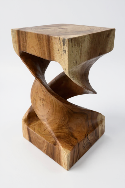 Wooden side table - wooden stool coffee table - handmade - turned from solid suar wood - 50x28x28 cm
