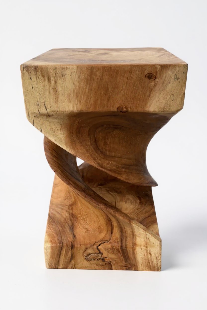 Table d'appoint en bois - table basse tabouret en bois - fait main - tourné en bois de suar massif - 50x28x28 cm