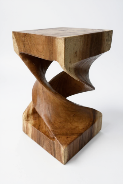 Wooden side table - wooden stool coffee table - handmade - turned from solid suar wood - 50x28x28 cm