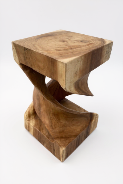 Wooden side table - wooden stool coffee table - handmade - turned from solid suar wood - 50x28x28 cm