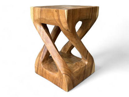 Holz Beistelltisch - Holzhocker Couchtisch - Handgefertigt – Kantig gedreht aus massivem Suarholz - 50x28x28 cm - FaHome