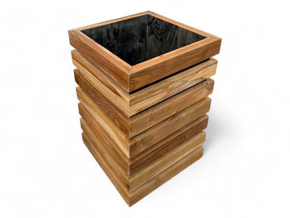 Wooden flower box – flower pot balcony box planter – handmade – modern with wooden slats