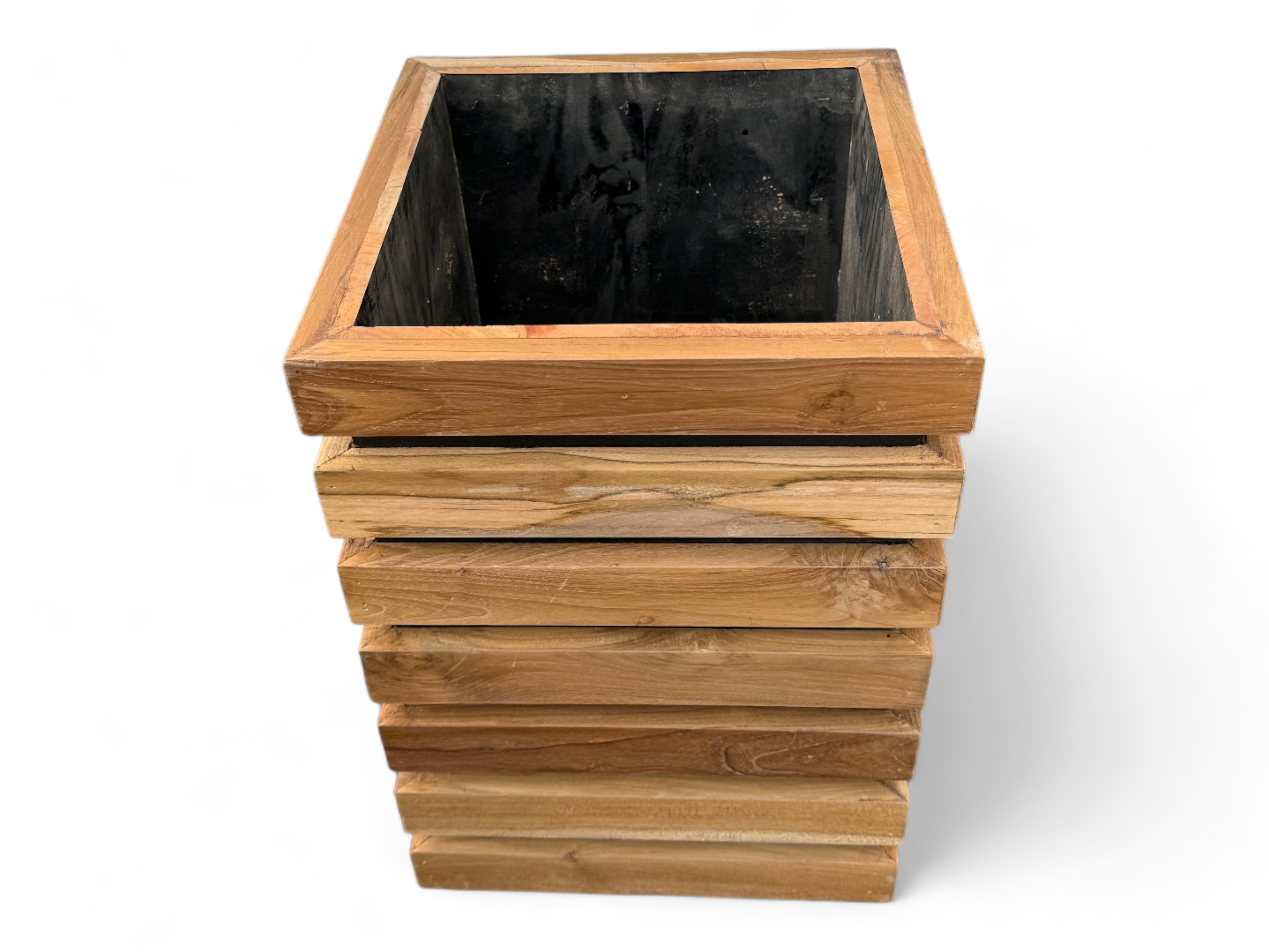 Wooden flower box – flower pot balcony box planter – handmade – modern with wooden slats