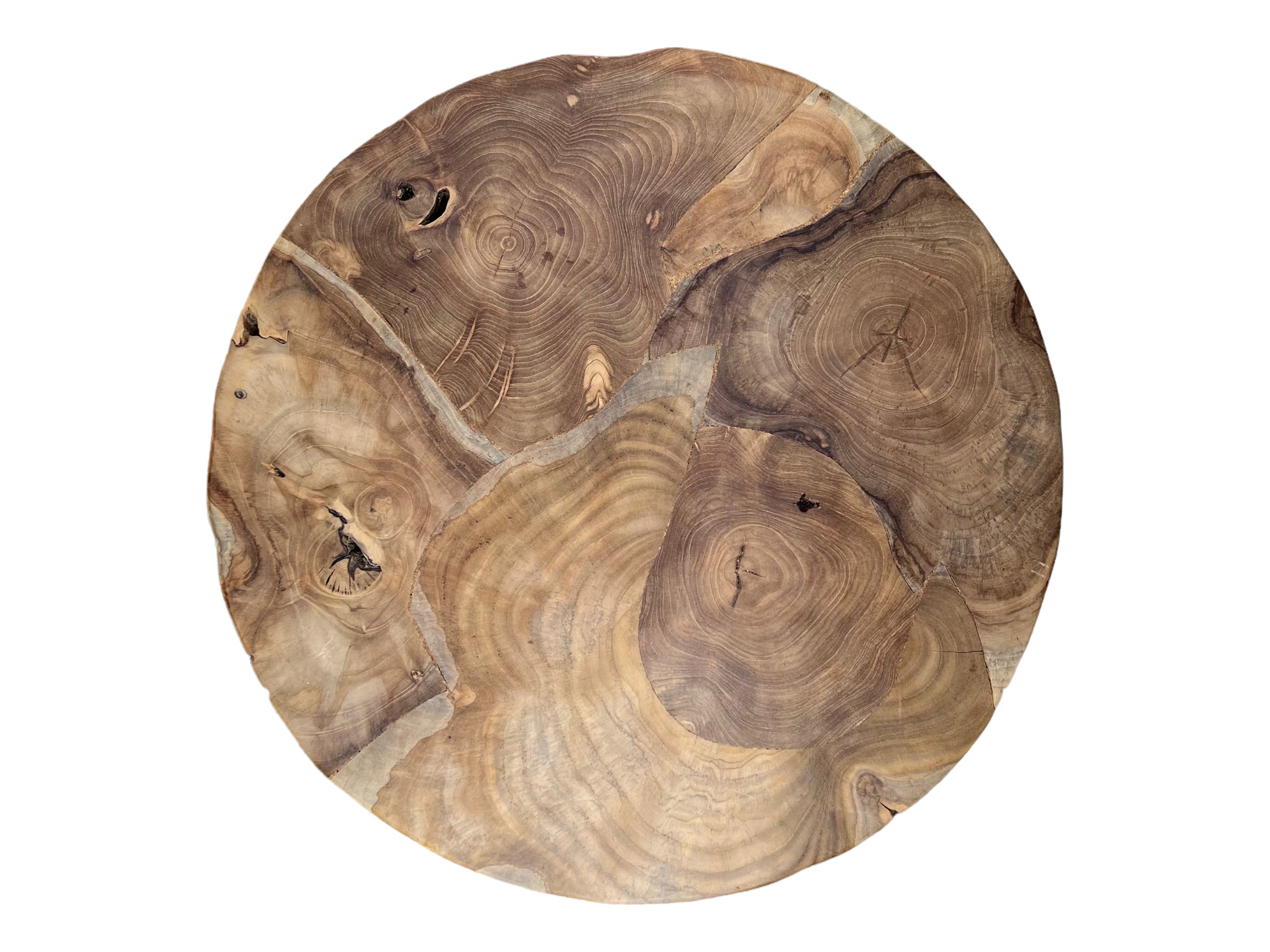 Wooden coffee table – side table – with three metal legs – round made of teak – 60x60x43 cm