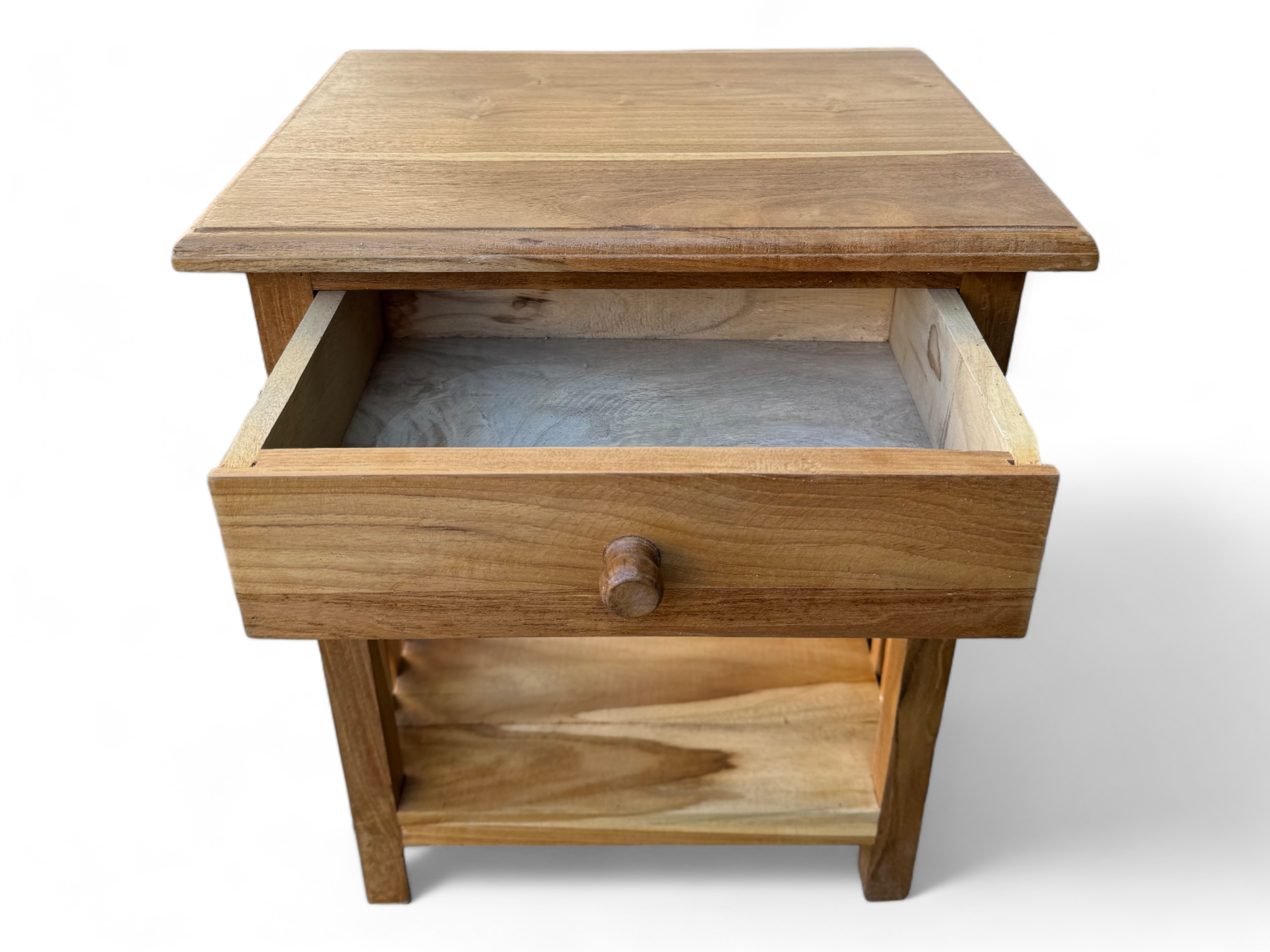 Wooden bedside table – side table nightstand – vintage look made of solid teak wood – 50x40x30 cm