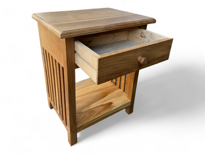 Wooden bedside table – side table nightstand – vintage look made of solid teak wood – 50x40x30 cm