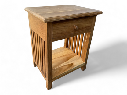 Wooden bedside table – side table nightstand – vintage look made of solid teak wood – 50x40x30 cm