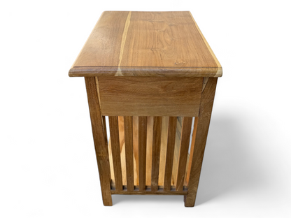 Wooden bedside table – side table nightstand – vintage look made of solid teak wood – 50x40x30 cm