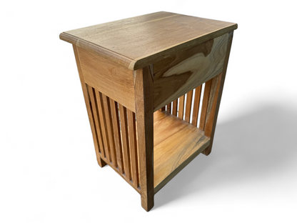 Wooden bedside table – side table nightstand – vintage look made of solid teak wood – 50x40x30 cm