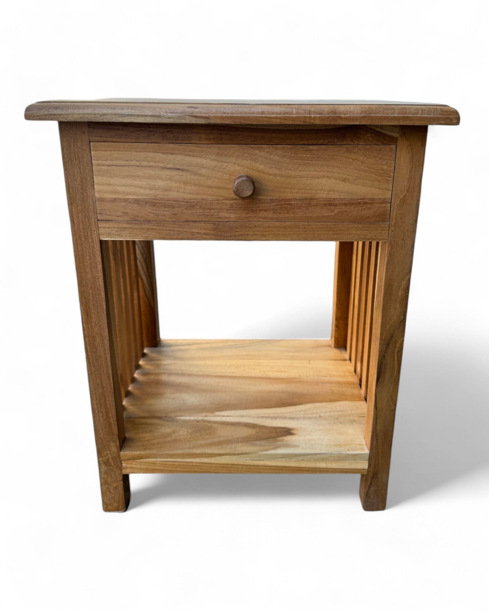 Wooden bedside table – side table nightstand – vintage look made of solid teak wood – 50x40x30 cm