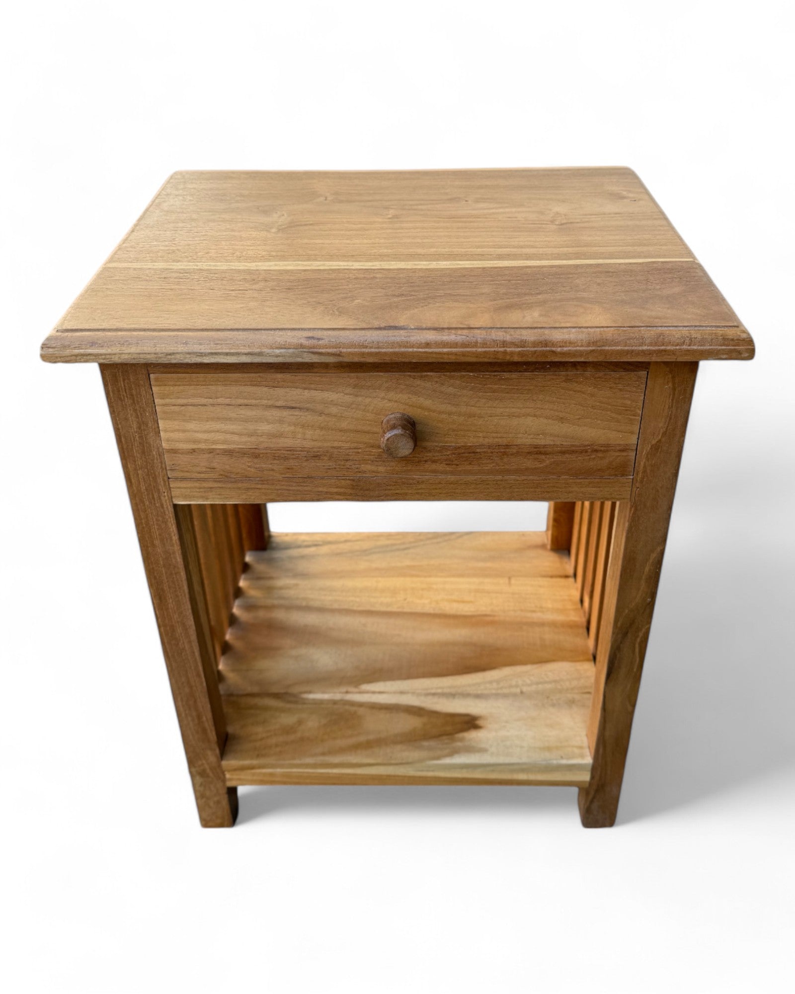 Wooden bedside table – side table nightstand – vintage look made of solid teak wood – 50x40x30 cm