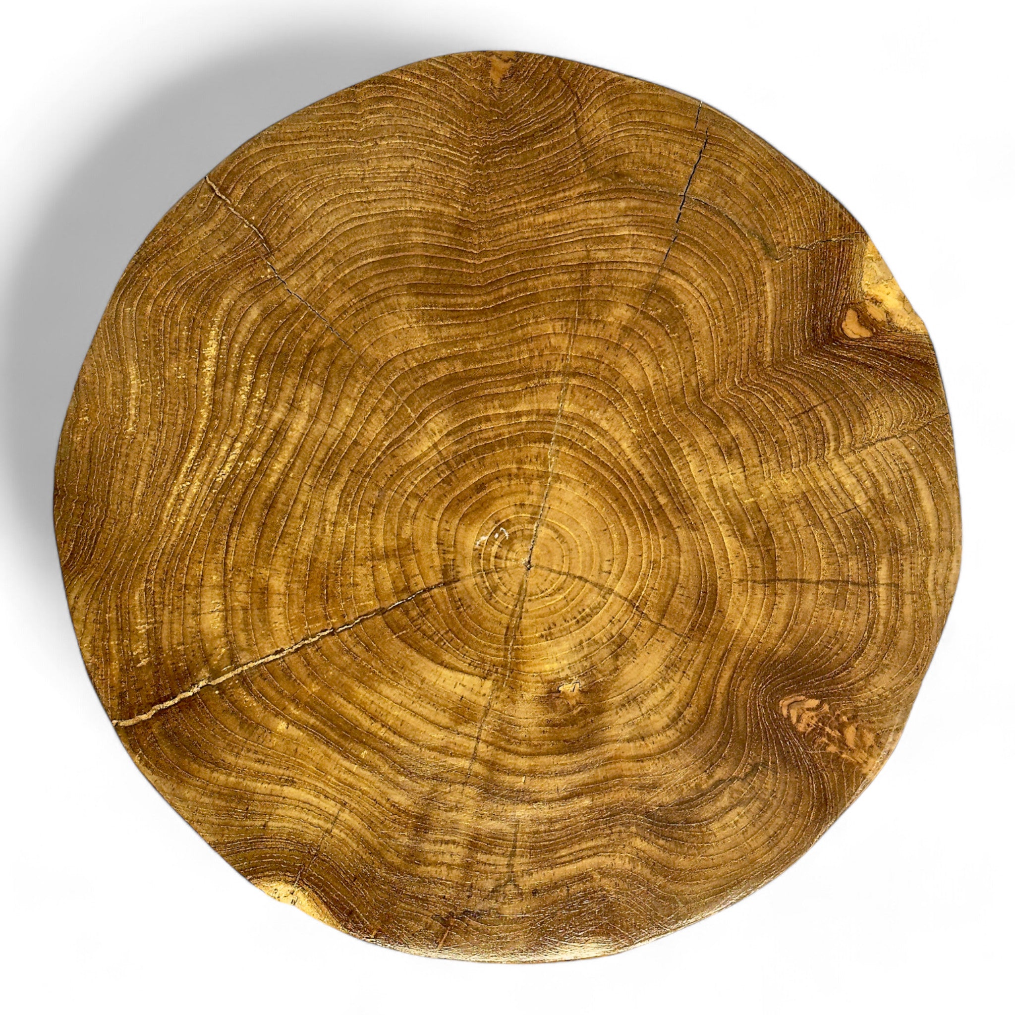 Holzhocker – Beistelltisch Blumenhocker Ablagetisch – Handgefertigt – Natürliche Form aus massivem Teakholz – 45x40x40 cm - FaHome