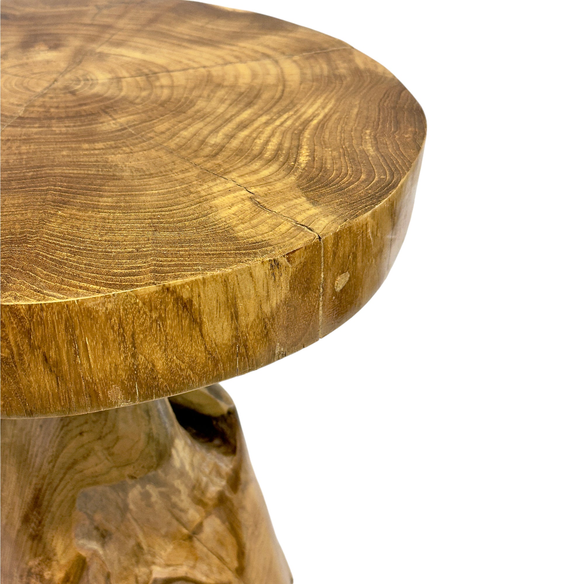 Holzhocker – Beistelltisch Blumenhocker Ablagetisch – Handgefertigt – Natürliche Form aus massivem Teakholz – 45x40x40 cm - FaHome