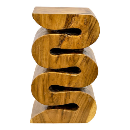 Tabouret en bois - table d'appoint, tabouret à fleurs, table de rangement - fait main - serpent naturel en bois de suar massif - 50x30x30 cm