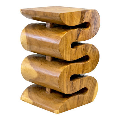 Tabouret en bois - table d'appoint, tabouret à fleurs, table de rangement - fait main - serpent naturel en bois de suar massif - 50x30x30 cm
