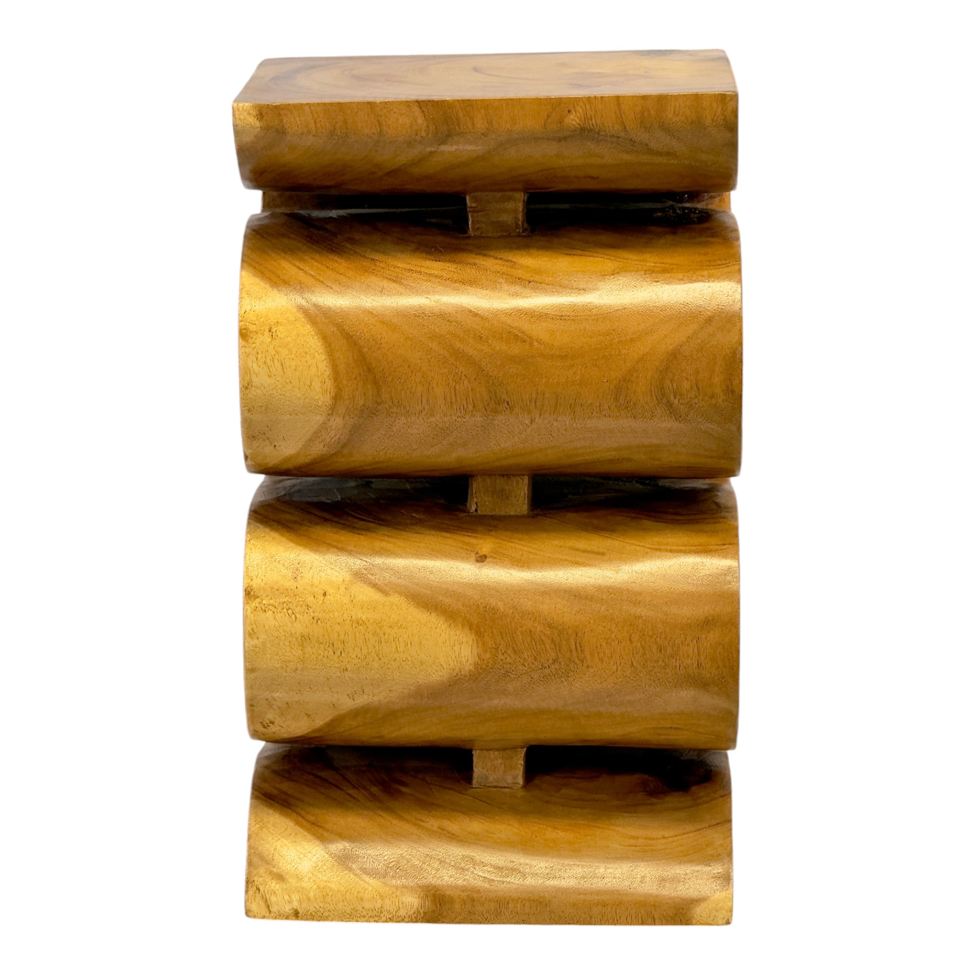 Tabouret en bois - table d'appoint, tabouret à fleurs, table de rangement - fait main - serpent naturel en bois de suar massif - 50x30x30 cm
