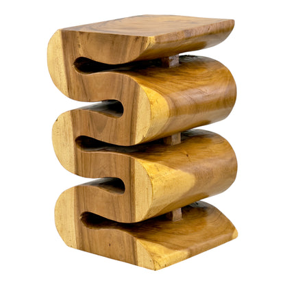 Tabouret en bois - table d'appoint, tabouret à fleurs, table de rangement - fait main - serpent naturel en bois de suar massif - 50x30x30 cm