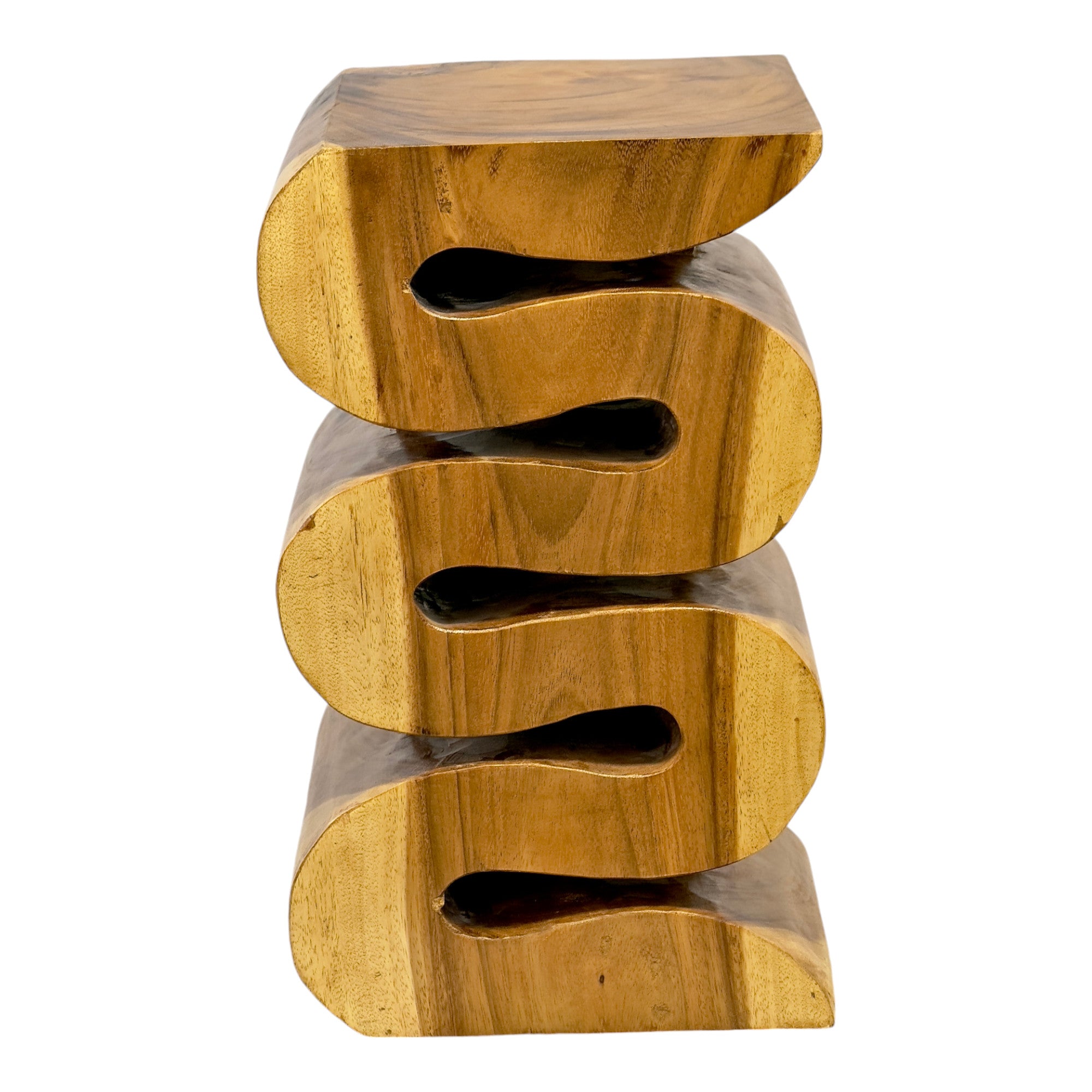 Tabouret en bois - table d'appoint, tabouret à fleurs, table de rangement - fait main - serpent naturel en bois de suar massif - 50x30x30 cm