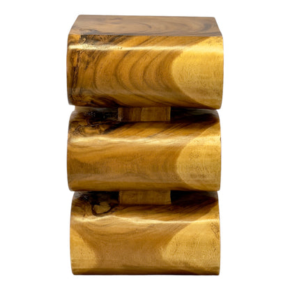 Tabouret en bois - table d'appoint, tabouret à fleurs, table de rangement - fait main - serpent naturel en bois de suar massif - 50x30x30 cm