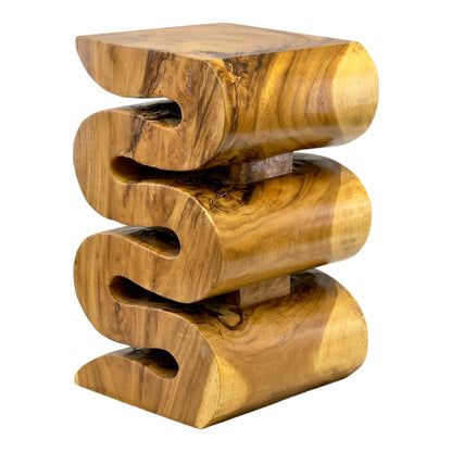 Tabouret en bois - table d'appoint, tabouret à fleurs, table de rangement - fait main - serpent naturel en bois de suar massif - 50x30x30 cm