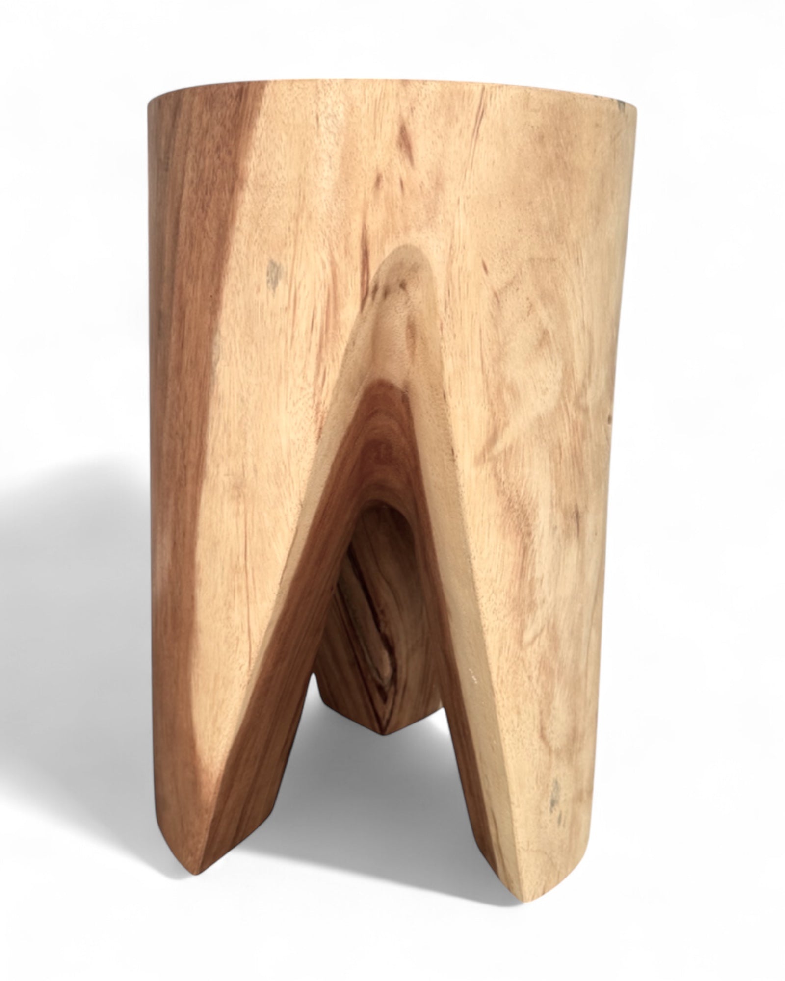 Holzhocker - Beistelltisch Blumenhocker Ablagetisch - Unikat Handgefertigt - Rund stehend aus massivem Suarholz - 45x30x30 cm - FaHome