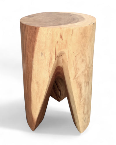 Holzhocker - Beistelltisch Blumenhocker Ablagetisch - Unikat Handgefertigt - Rund stehend aus massivem Suarholz - 45x30x30 cm - FaHome