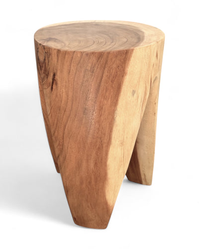 Holzhocker - Beistelltisch Blumenhocker Ablagetisch - Unikat Handgefertigt - Rund stehend aus massivem Suarholz - 45x30x30 cm - FaHome