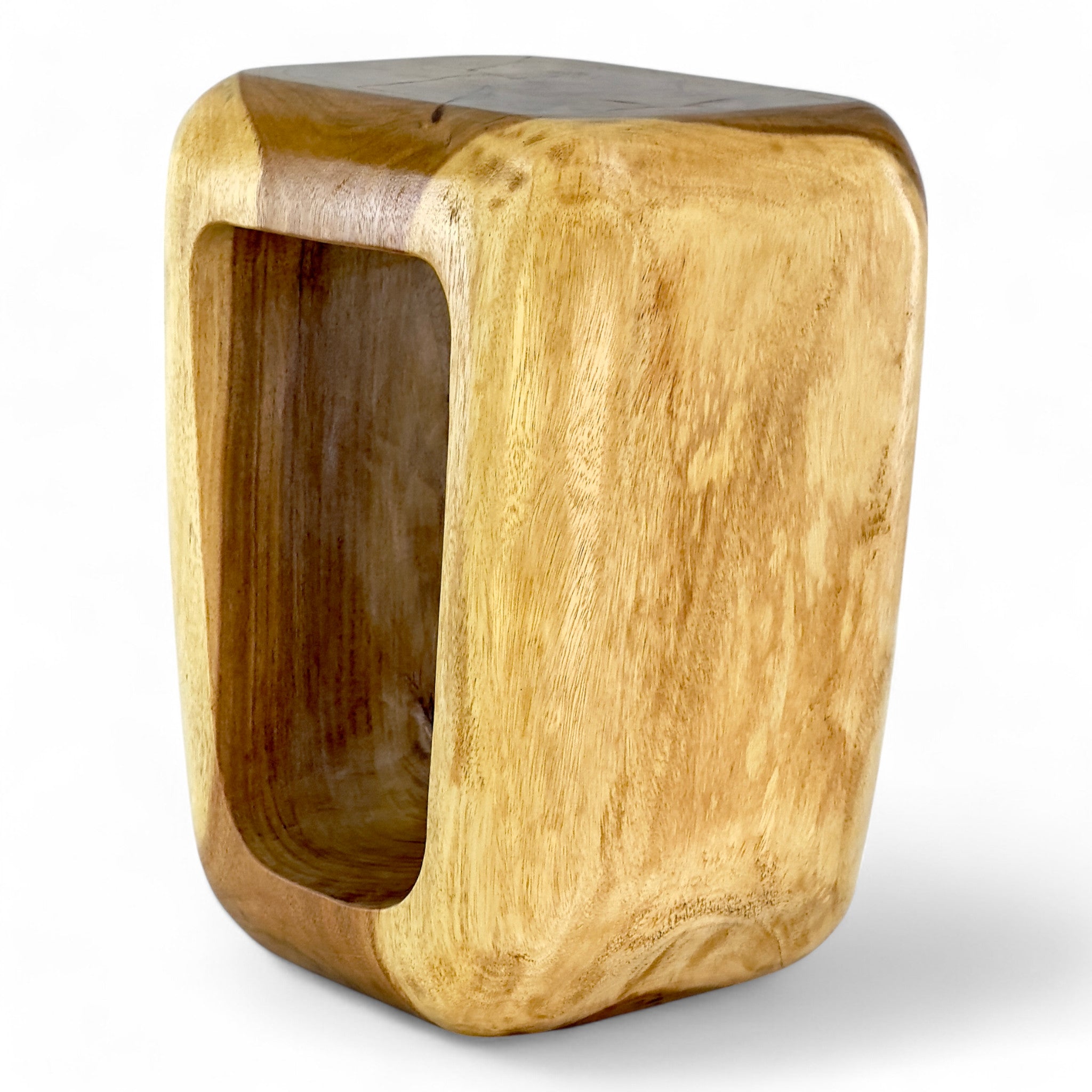 Holzhocker - Beistelltisch Couchtisch - Handgefertigter Hocker aus massivem Suarholz- 50x30x40 cm - FaHome
