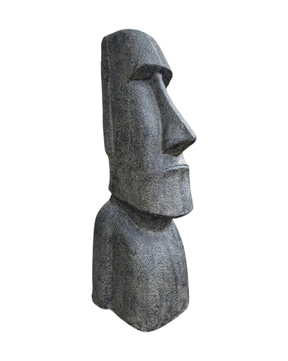 Statue de tête de Moaï - Sculpture décorative de jardin - Résistante aux intempéries - Figurine Rapa Nui de l'île de Pâques en fibre de verre et béton gris - 200 x 70 x 60 cm