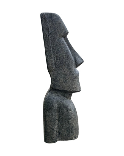 Statue de tête de Moaï - Sculpture décorative de jardin - Résistante aux intempéries - Figurine Rapa Nui de l'île de Pâques en fibre de verre et béton gris - 200 x 70 x 60 cm